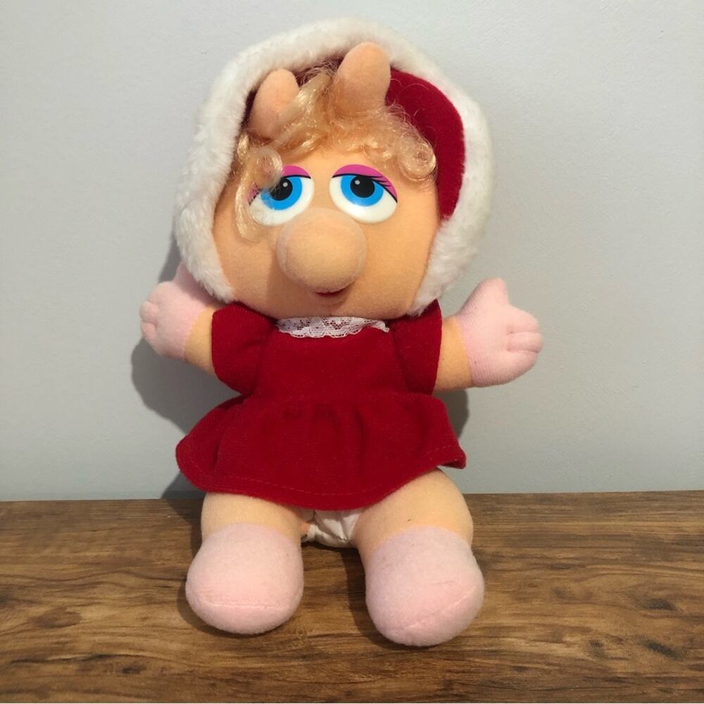 1987 Henson Associates Baby Miss Piggy Little Red Riding Hood Dress Hoodie Vtg